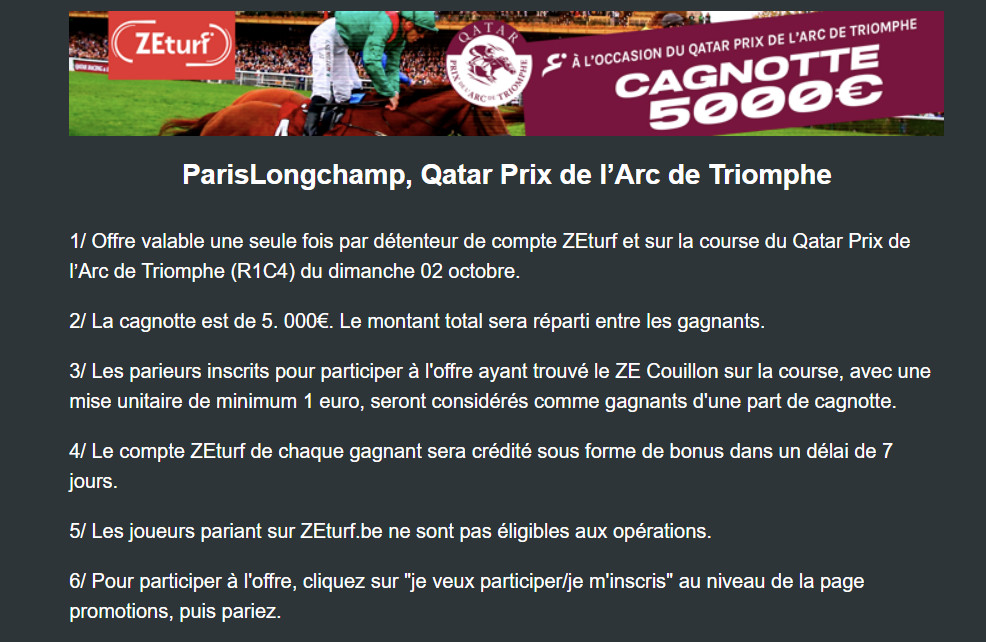 promo zeturf arc