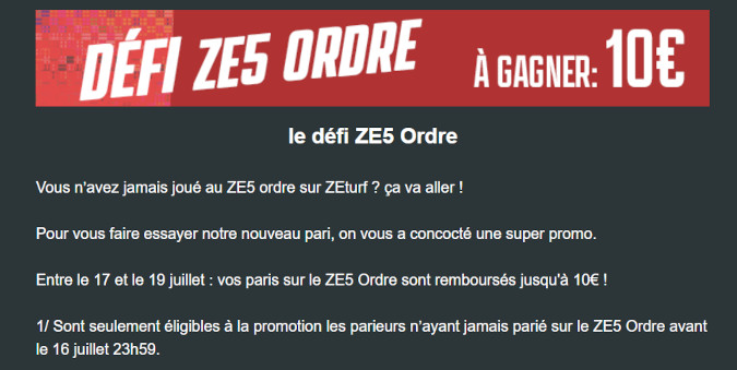 défi ze5 ordre