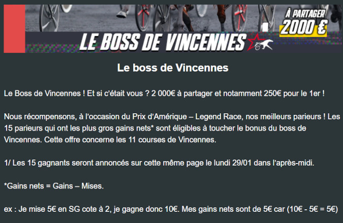boss de Vincennes Zeturf Prix Amérique 2024