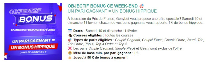 Objectif Bonus chez Genybet les 10 et 11 février 2024
