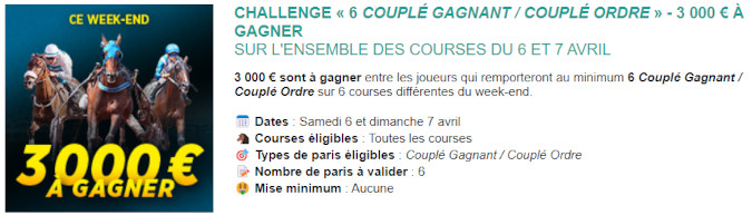 Défi Genybet des 6 et 7 avril 2024