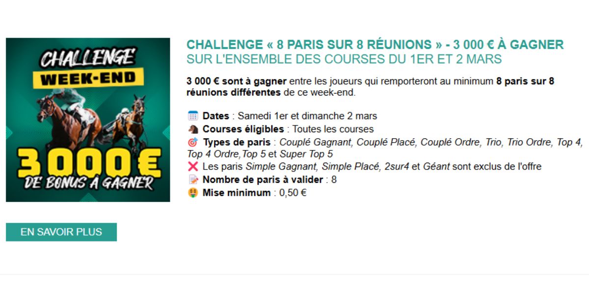 3000 euros en jeu chez Genybet les 1 et 2 mars 2025