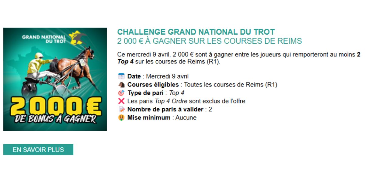 Challenge Genybet pour le GNT à Reims le 9 avril 2025