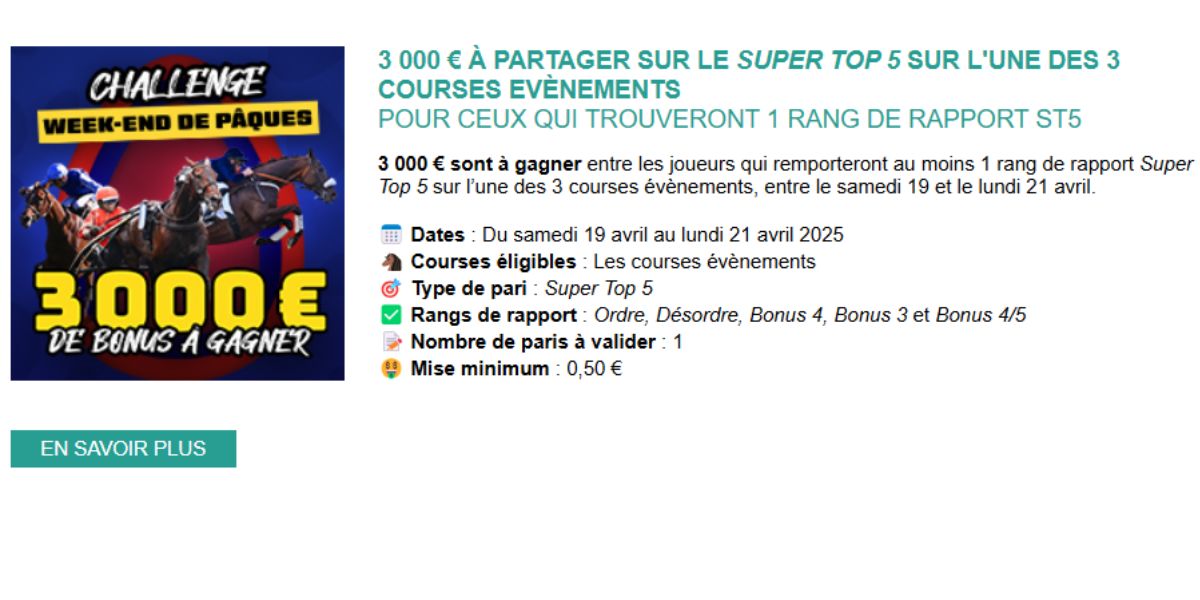 3000 euros en jeu chez Genybet du 19 au 21 avril 2025