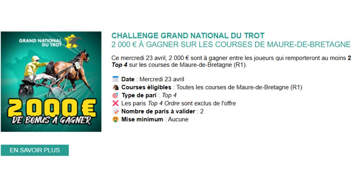 Challenge Genybet pour le GNT à Maure de Bretagne le 23 avril 2025