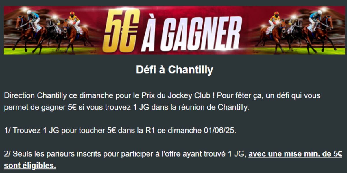 5 euros à gagner avec Zeturf lors du Qatar Prix du Jockey-Club 2025