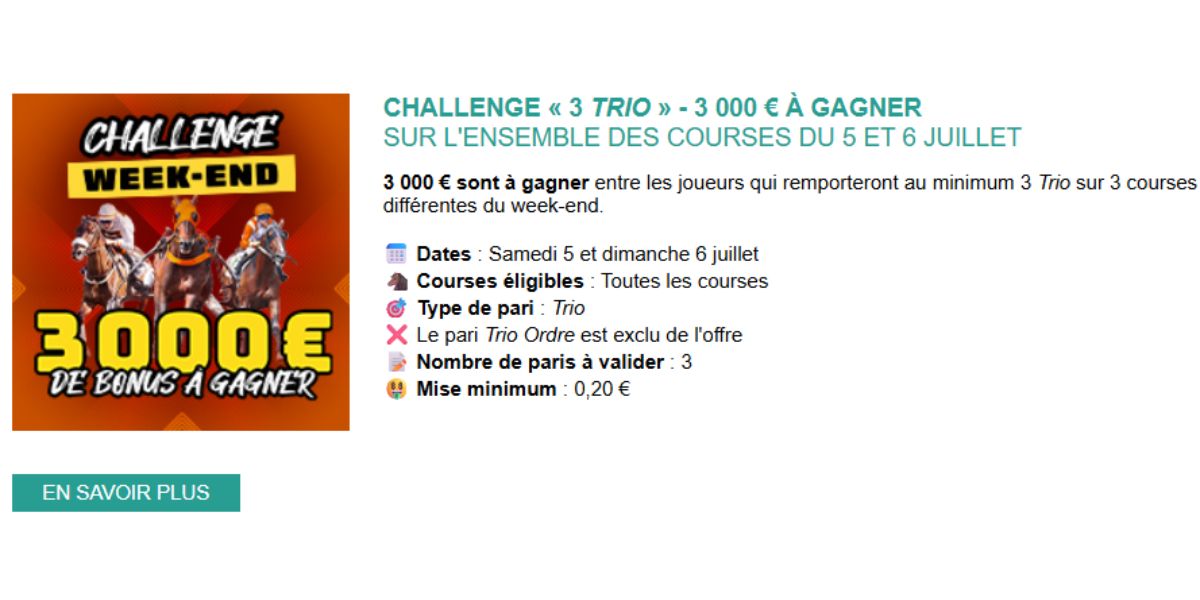 3000 euros en jeu chez Genybet les 5 et 6 juillet 2025