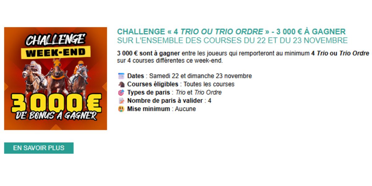 3000 euros en jeu chez Genybet les 22 et 23 novembre 2025