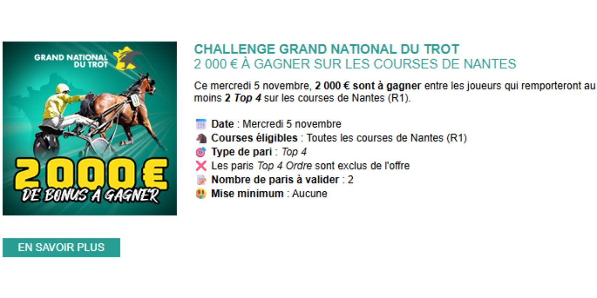 Challenge Genybet pour le GNT à Nantes le 5 novembre 2025