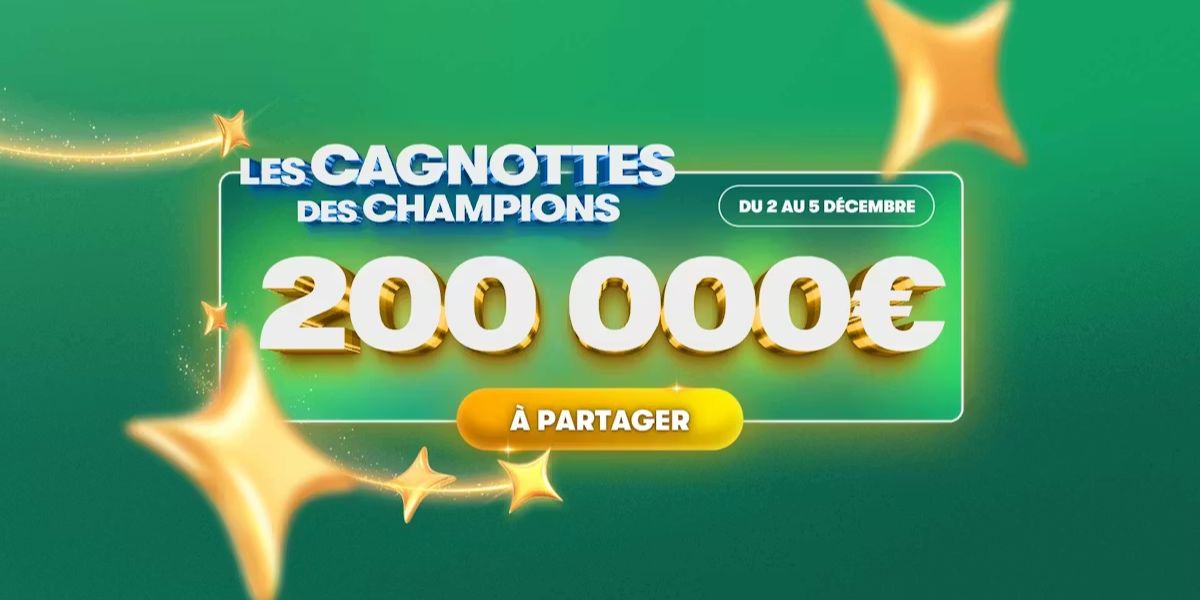 Cagnottes des Champions  pmu: 200 000€ à partager entre le 2 et le 5 décembre 2025