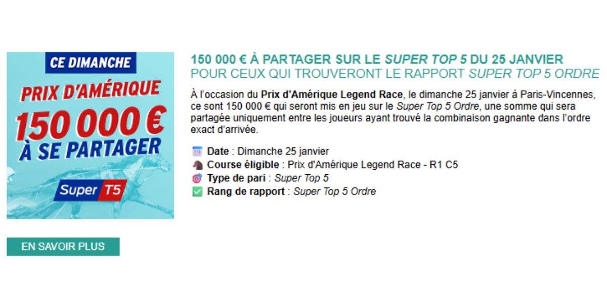 Tirelire Genybet pour le Prix d'Amérique 2026 à Vincennes
