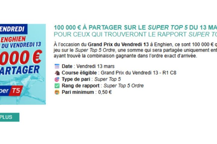 Tirelire Genybet pour le vendredi 13 mars 2026 à Enghien