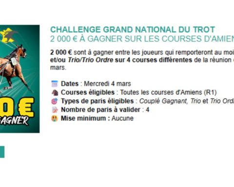 Challenge Genybet pour le GNT à Amiens le 4 mars 2026