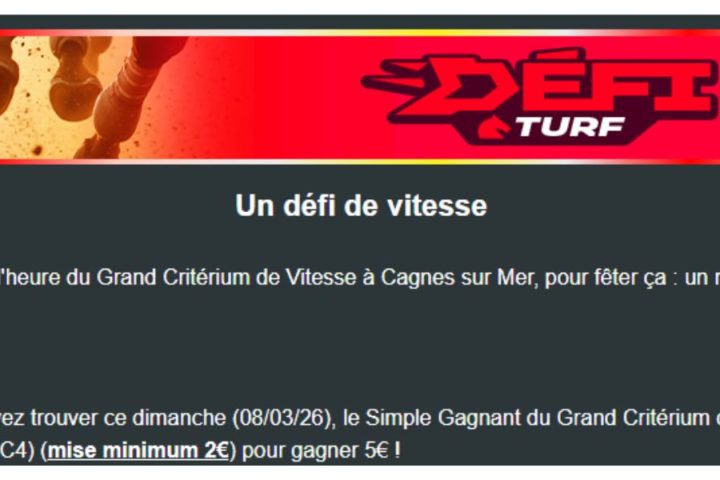 5 euros à gagner avec Zeturf lors du Critérium de Vitesse de la Côte d'Azur 2026